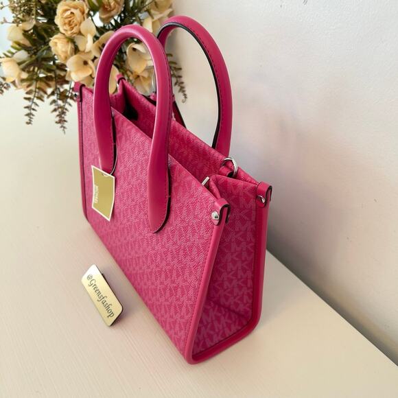 Michael Kors Purse Mirella Small Shopper Crossbody Bag Dragon Fruit - Picture 6 of 12